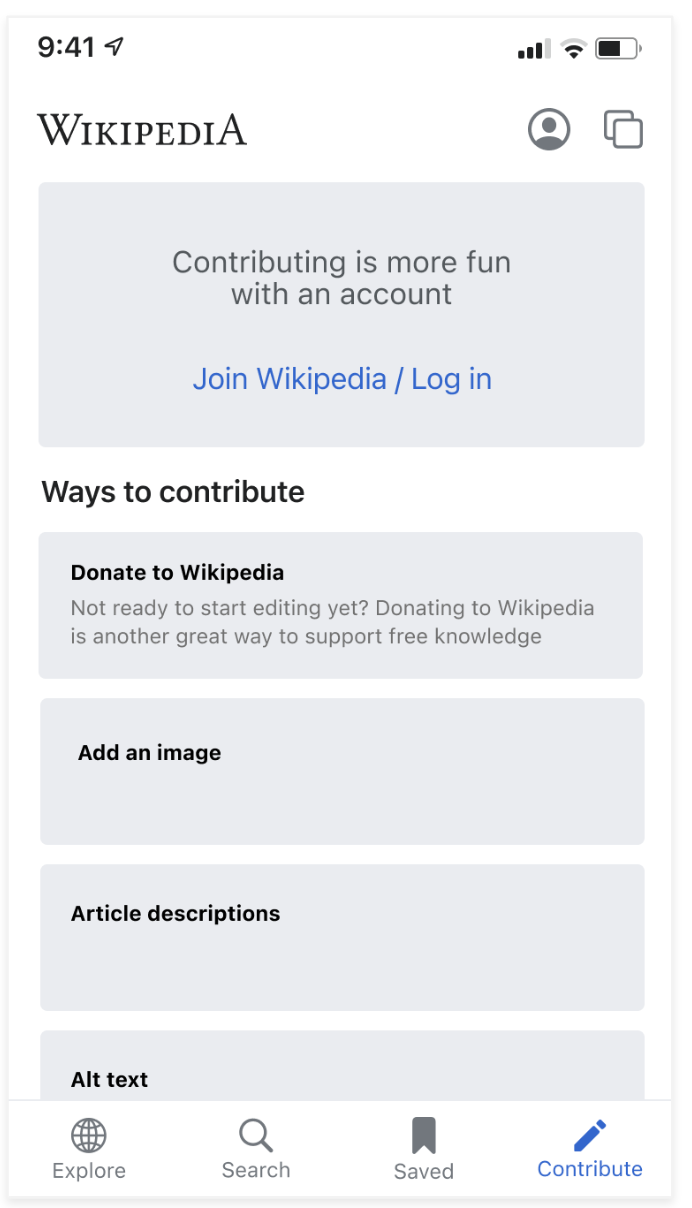 Logged out view of contribute tab for SaaS product engineering and product operations