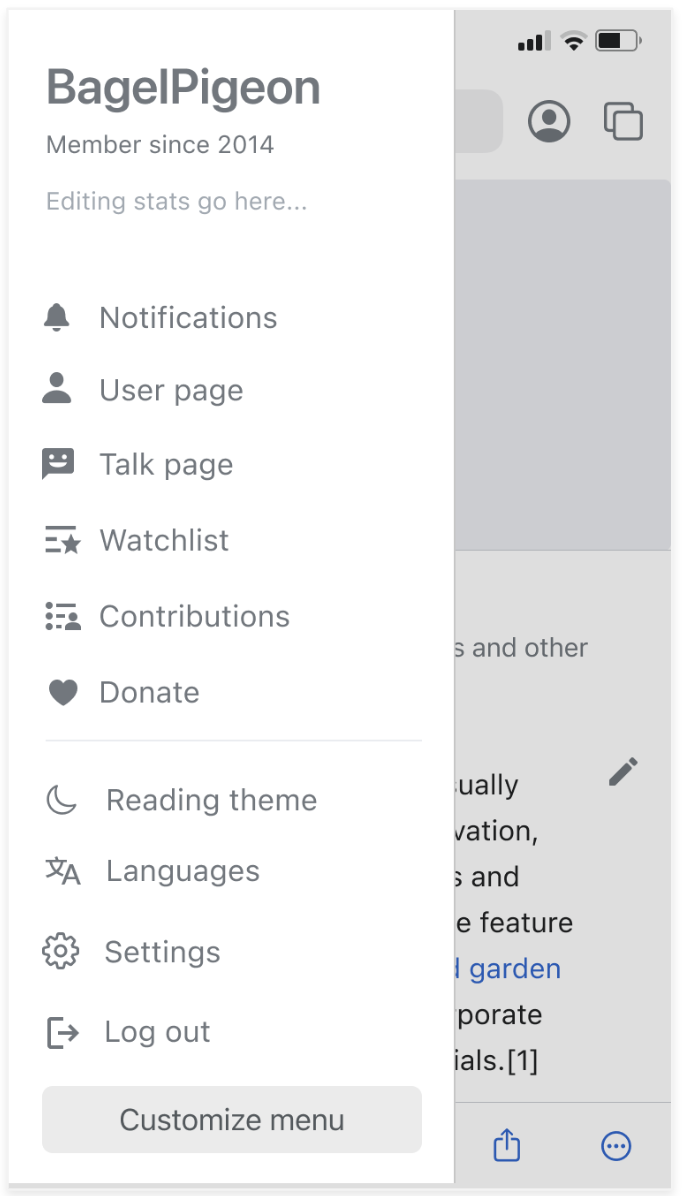 Logged in view of profile menu for SaaS product engineering and product operations