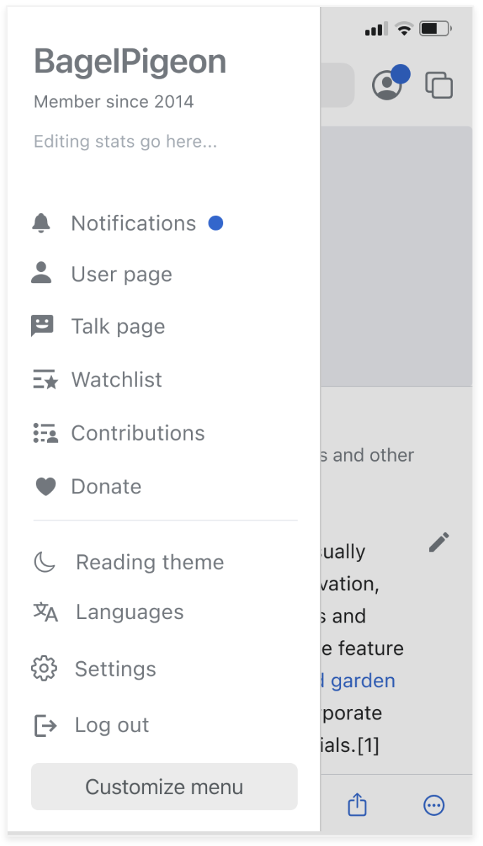 Profile menu with unread notifications for SaaS product engineering and product operations
