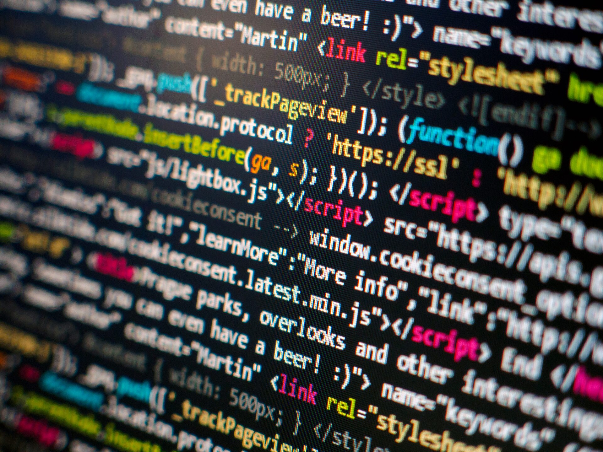 Programming code for custom software and web application engineering
