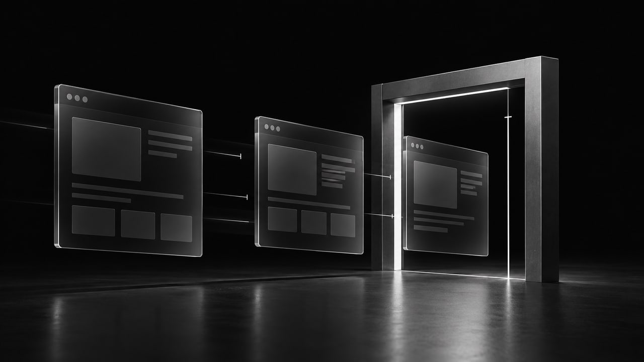 Monochrome page reports passing through a budget gate; open the worked example