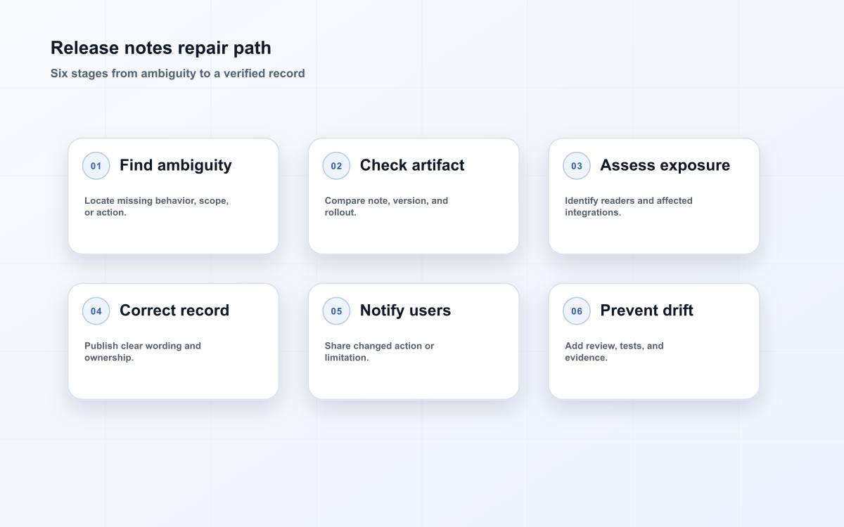 Release notes repair path