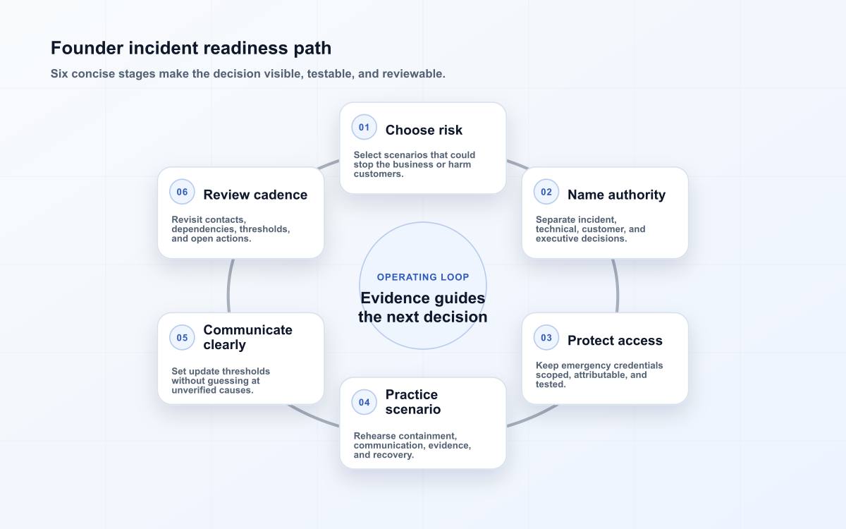 Founder incident readiness path