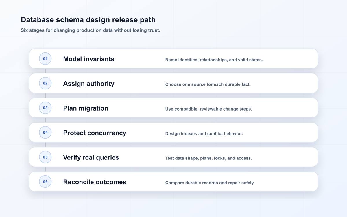 Database schema design release path