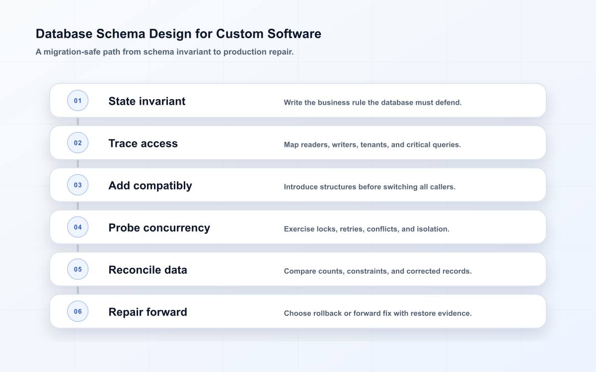Database Schema Design for Custom Software: A Practical Guide: article-specific decision diagram