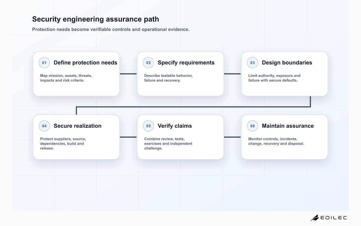 Security engineering services implementation checklist six-stage assurance path from protection needs to operational feedback