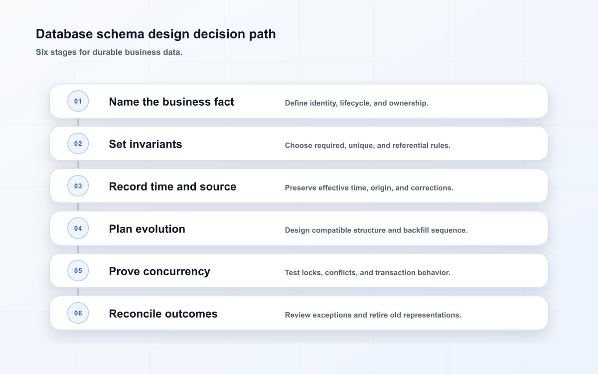 Database schema design decision path