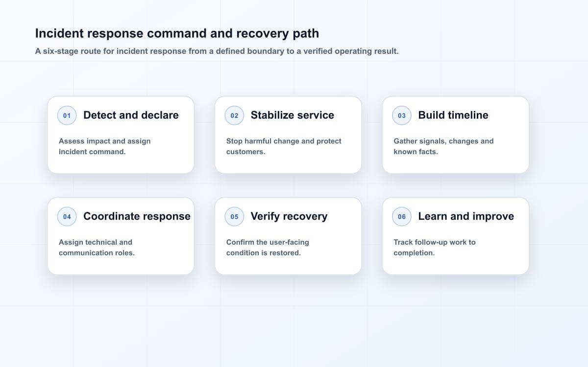 Incident response command and recovery path