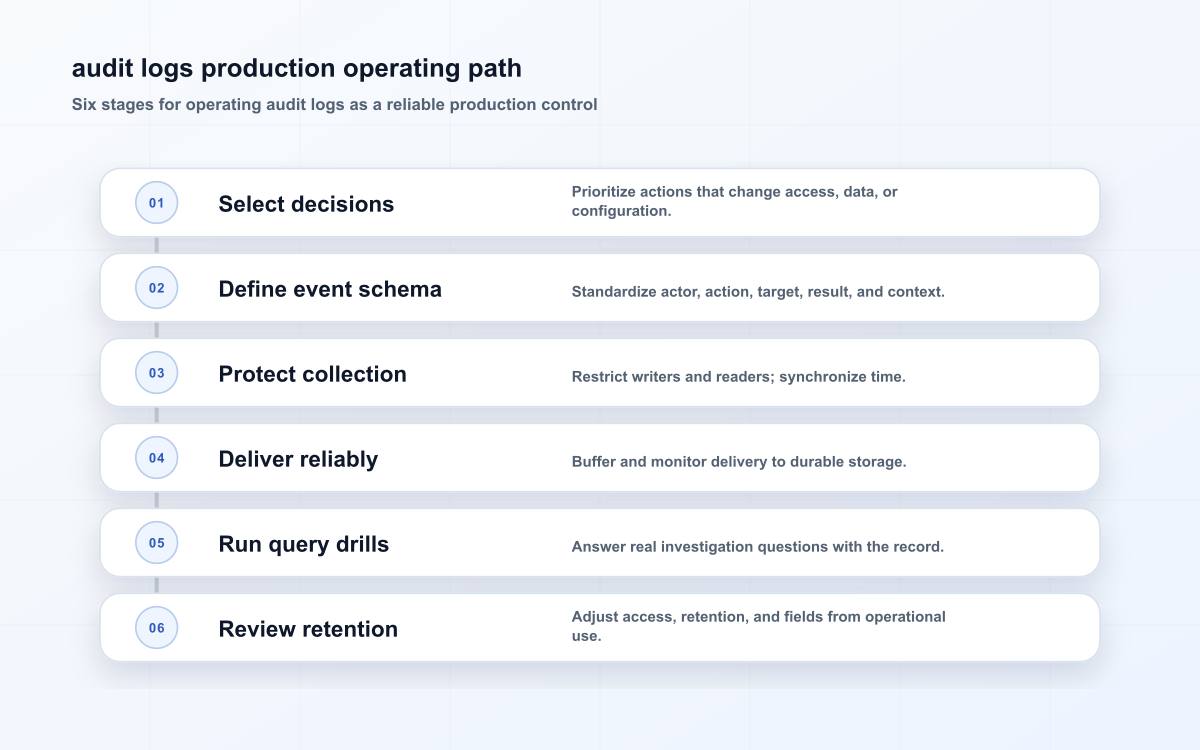 audit logs production operating path