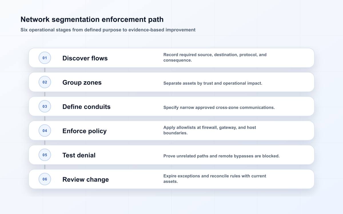 Network segmentation enforcement path