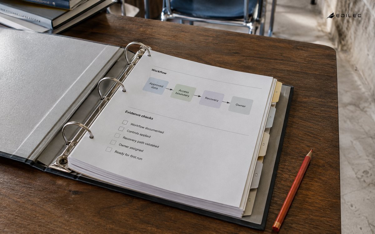 A readiness binder ties a selected workflow to access and recovery checks.