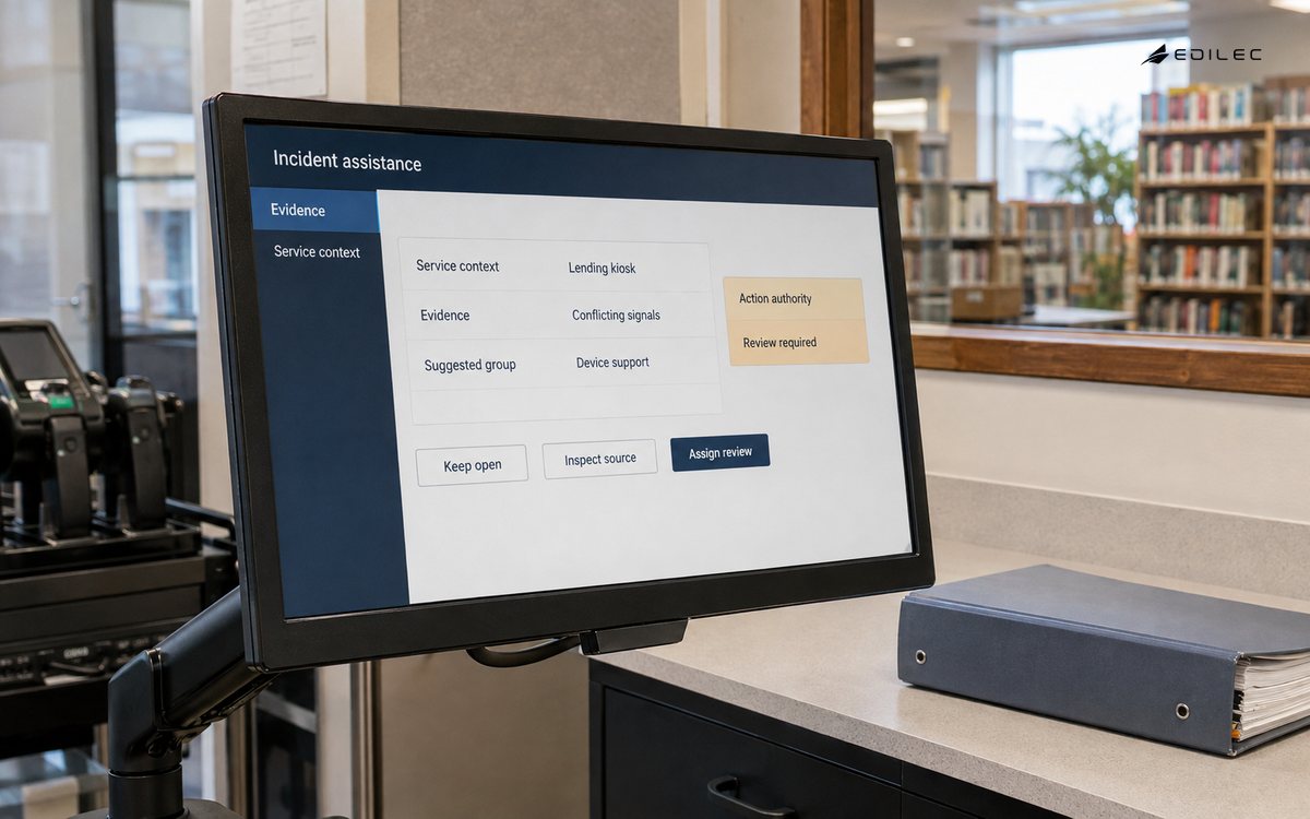A library support display separates a suggested group from unresolved action authority.