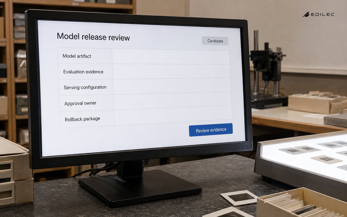 A supported monitor presents a candidate-model release review with empty evidence fields.