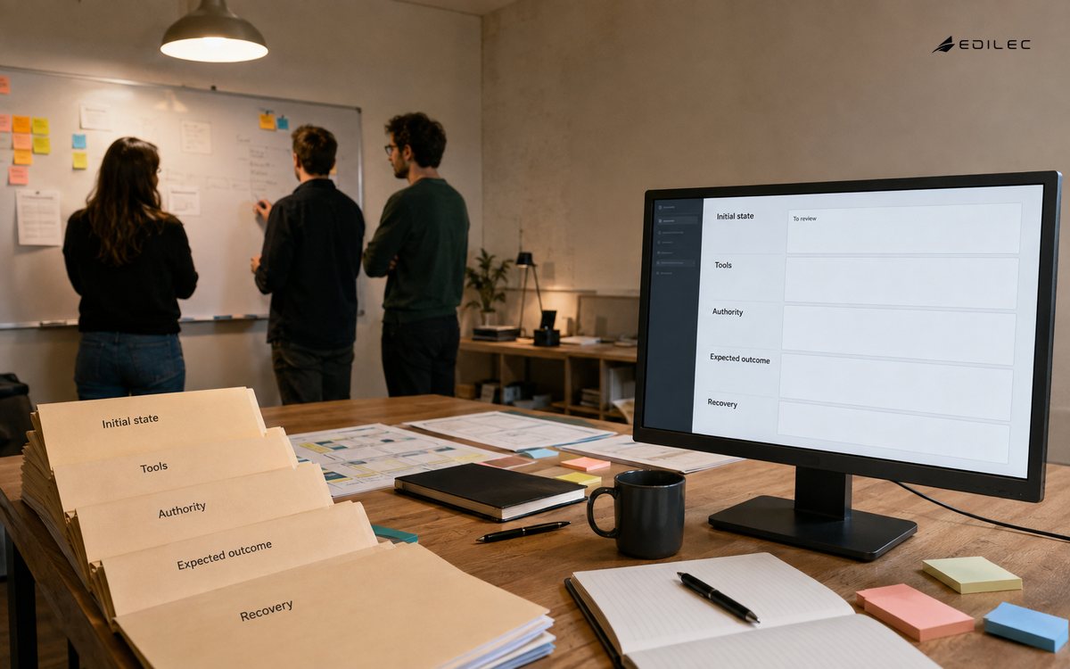 A scenario library outlines authority and recovery for a workflow test.