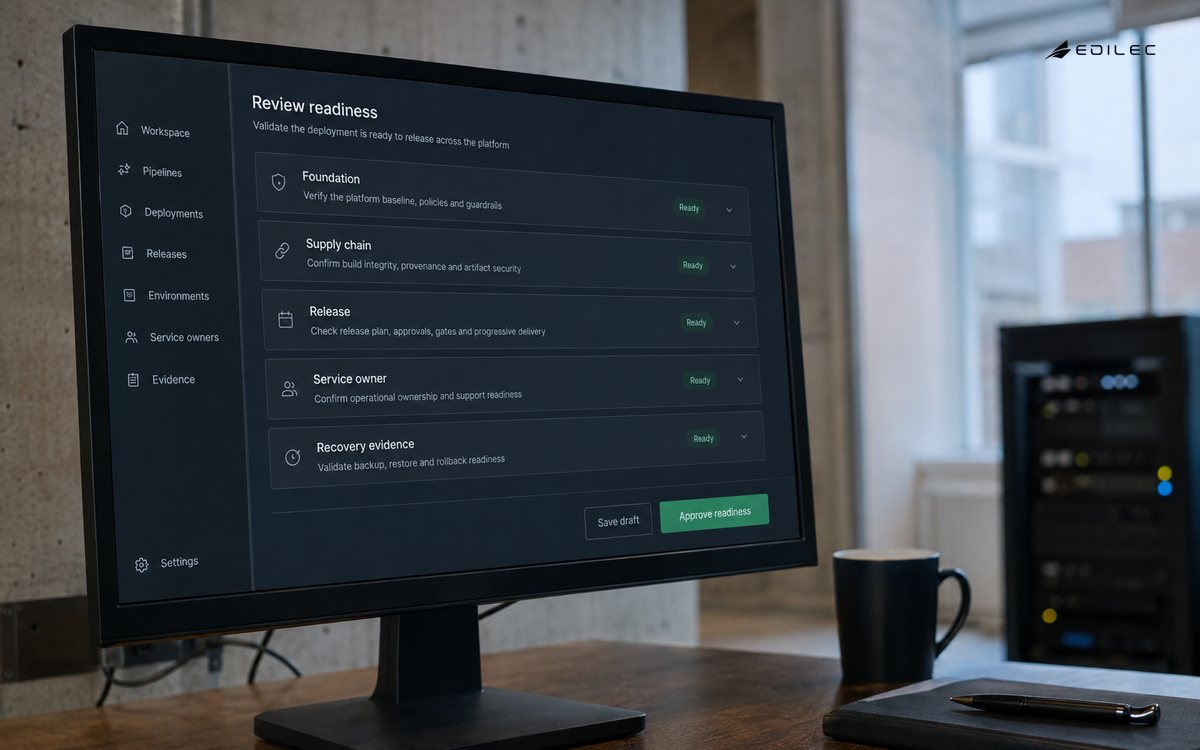 A delivery-readiness workspace connects platform and service responsibilities.