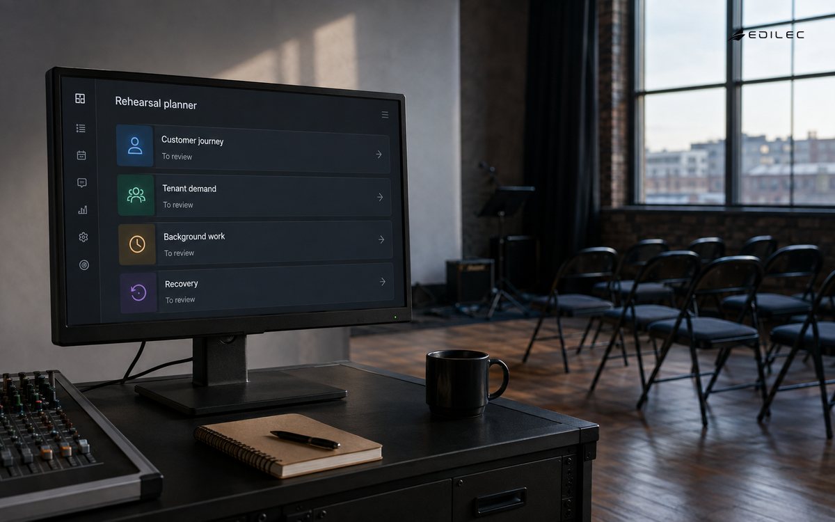 A ticketing rehearsal planner includes tenant demand and recovery.