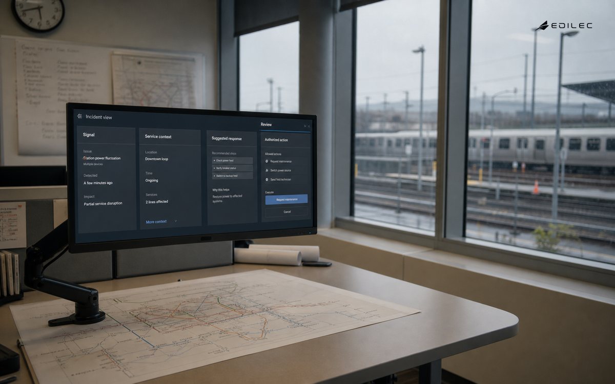 A transit planning screen separates a signal from an authorized response.