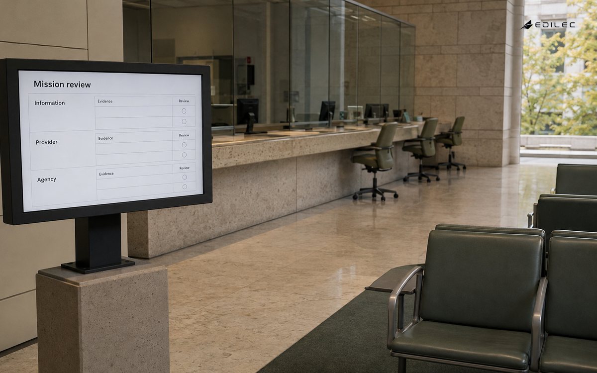 A mission review console separates provider evidence from agency responsibilities.