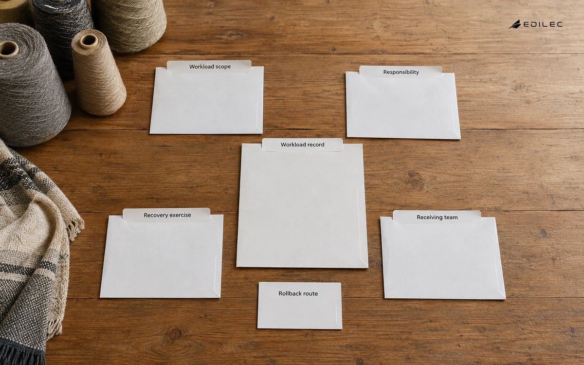 A weaving-cooperative planning table holds workload, responsibility and recovery records for handover.