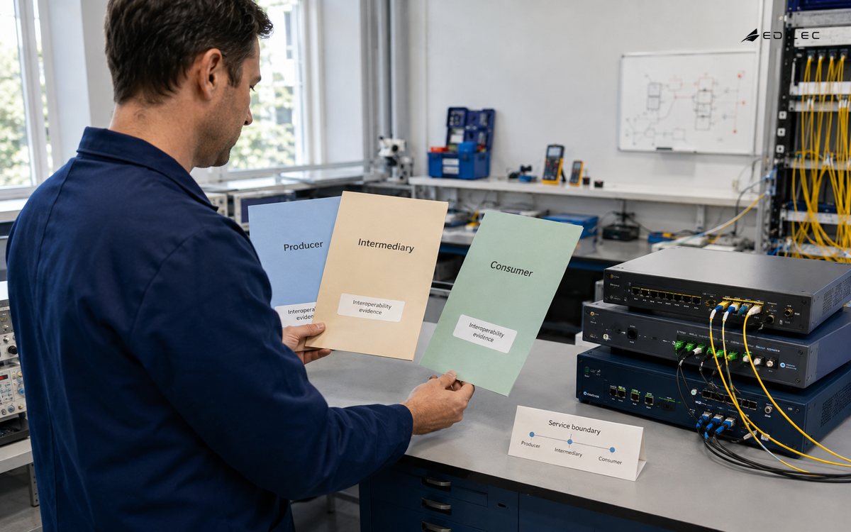 A communications technician compares evidence across a service boundary.