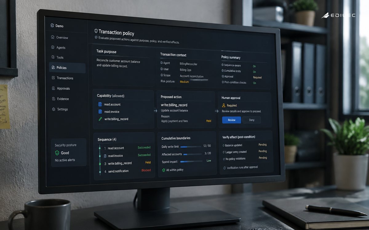 A monitor with visible stand in a secure workflow design nook.