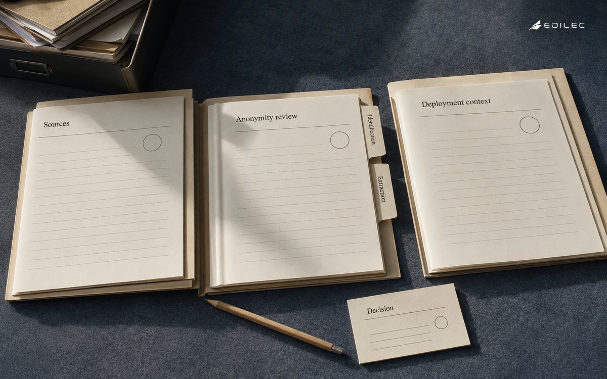 Open evidence folios separate source review, anonymity and deployment context.