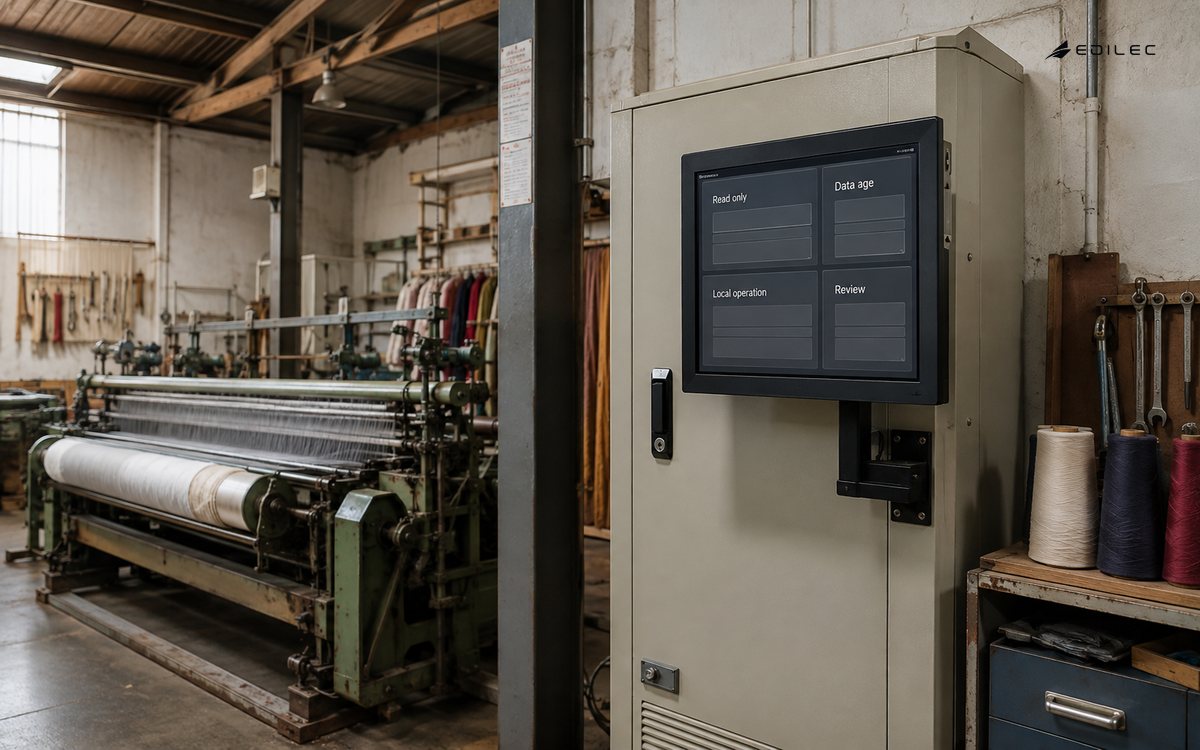 A textile workshop's observation panel keeps local operation visible.