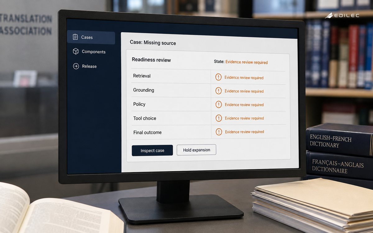 A workflow readiness console reviews missing-source evidence across components before expansion.