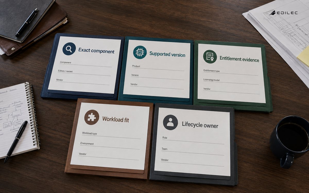 Overhead photo of enterprise platform procurement folders on an engineering cooperative meeting table.