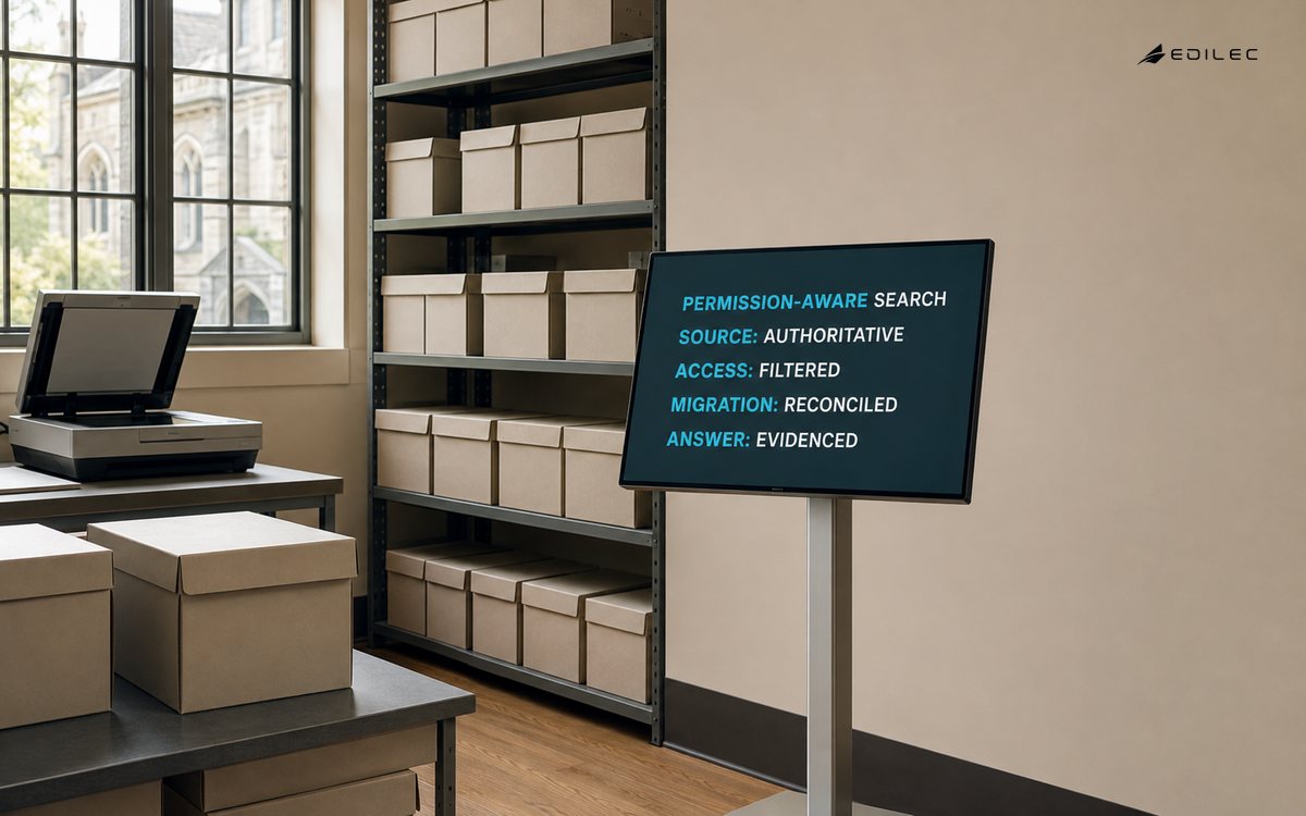 A records archive grounds AI search in authoritative, permission-filtered migration sources.