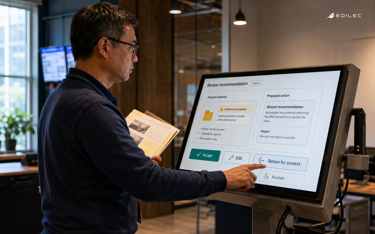 Standing reviewer consulting a case folder and returning a recommendation for context.