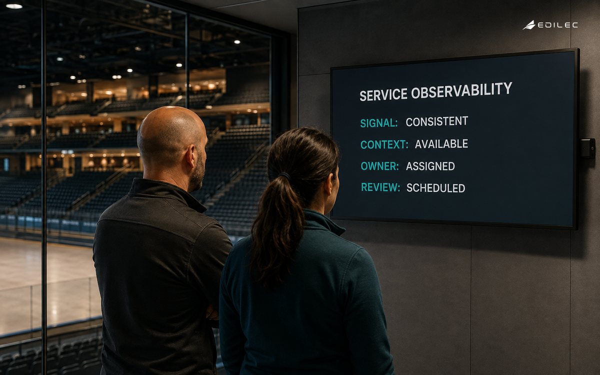 Two arena specialists review consistent service signals with context and ownership.