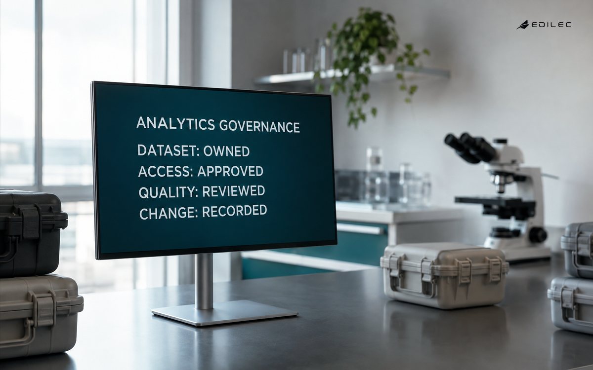 A marine-research studio documents ownership, access, quality, and change for a dataset.