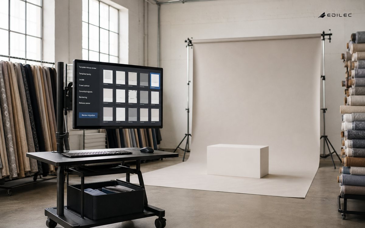 A catalogue studio reviews a page-template family and its canonical and rendering controls.