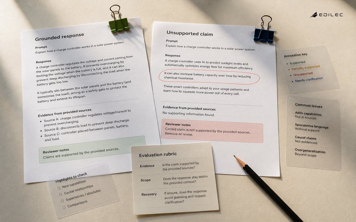 Paired paper responses and a review rubric form a model-evaluation evidence set.