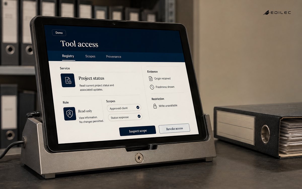 A tablet registry limits a project-status tool to read-only access.