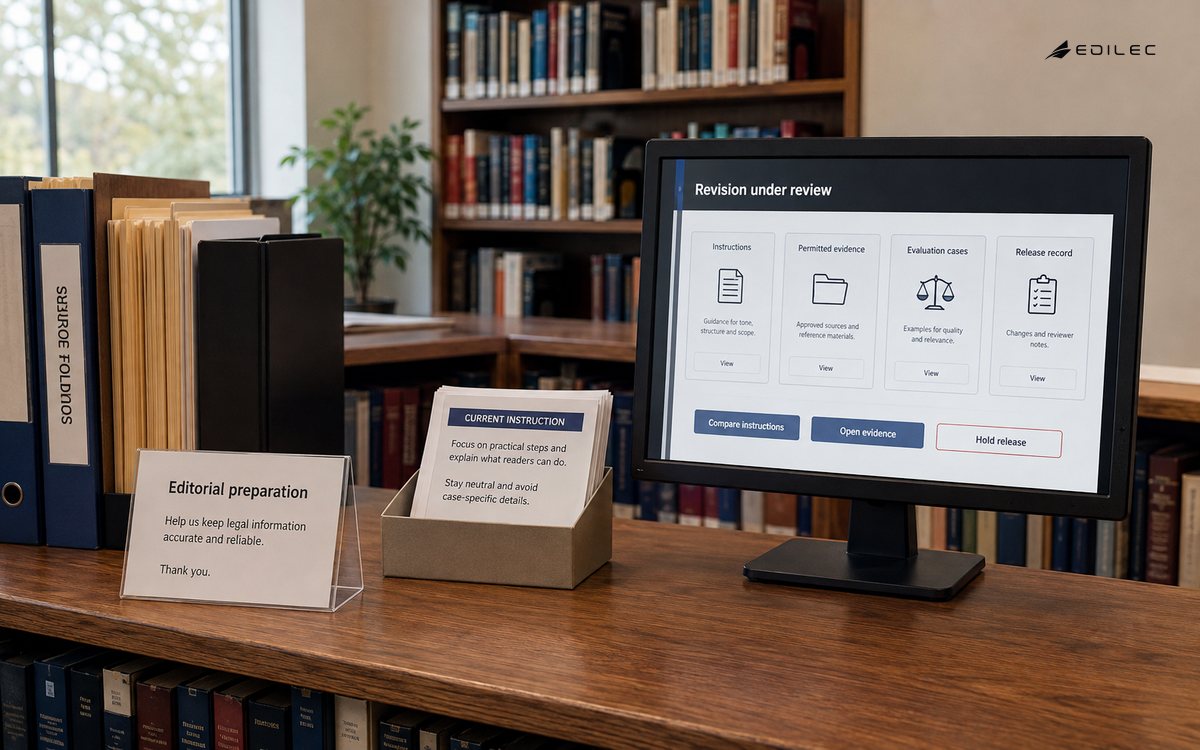 An instruction review connects permitted evidence with evaluation and release records.