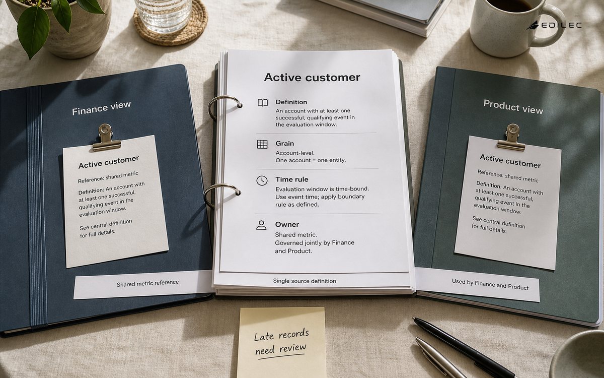Finance and product report folders reference the same active-customer definition.