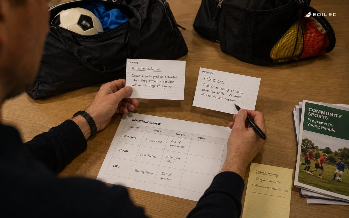 A product review connects a metric amendment to its original definition and decision options.