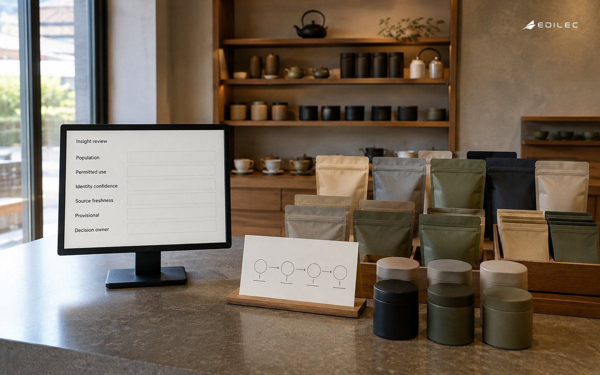 A product research corner pairs customer insight review with permitted use and freshness.