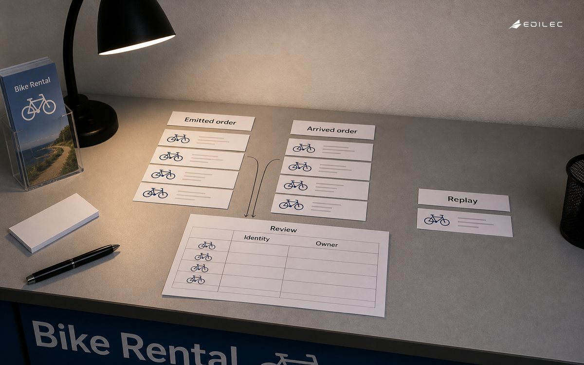 Macro paper-only photograph at a bike rental planning counter.