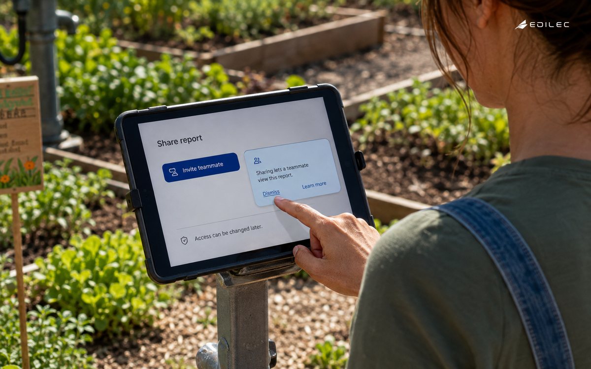 A volunteer dismisses contextual sharing guidance while the invite control remains available.