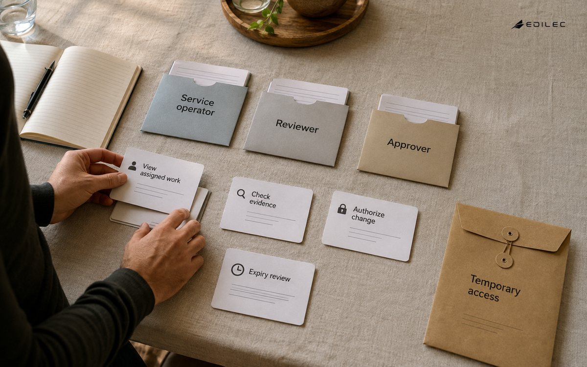 Job-role sleeves separate routine permissions from temporary access.