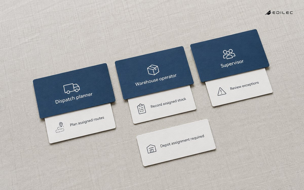Role cards pair distinct work responsibilities with scoped permission slips.