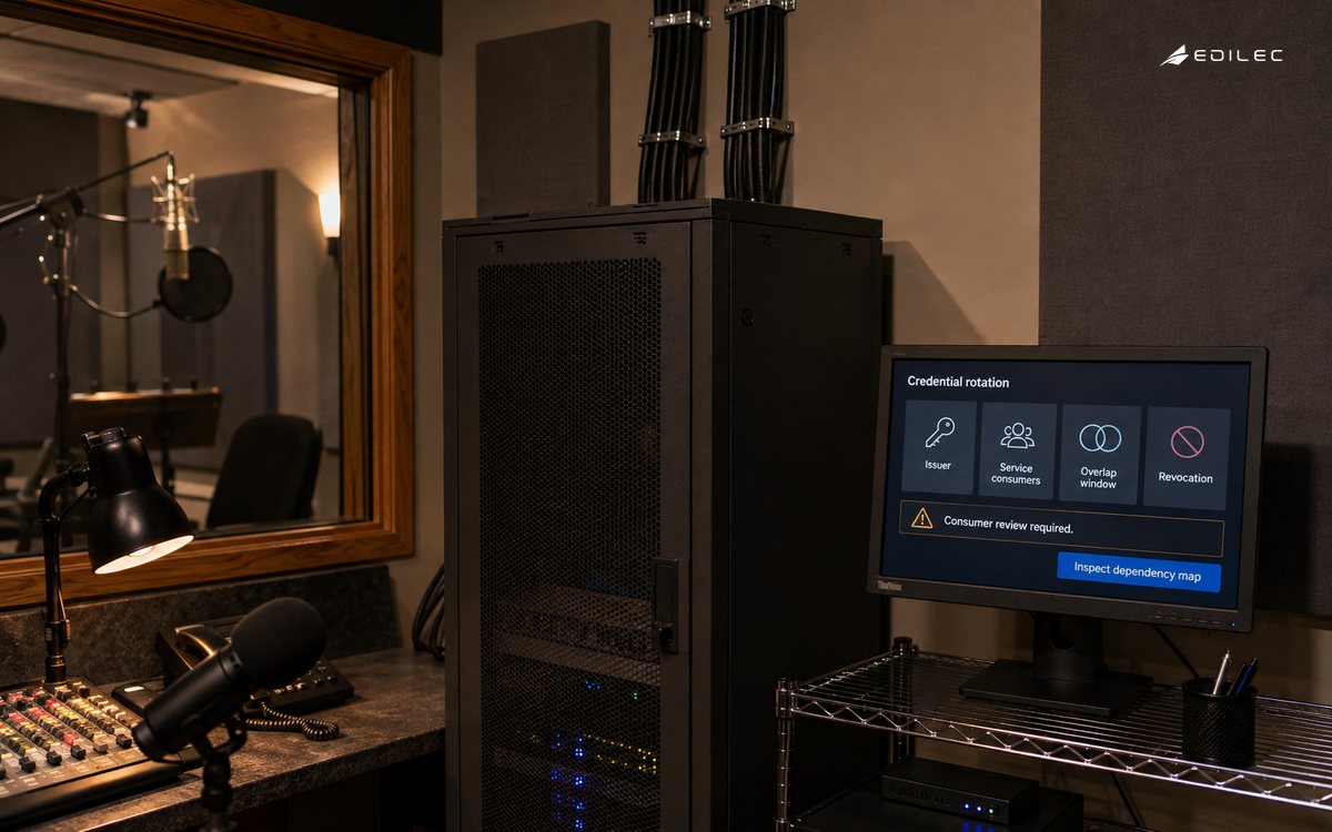 A radio systems station reviews credential consumers and the revocation path.