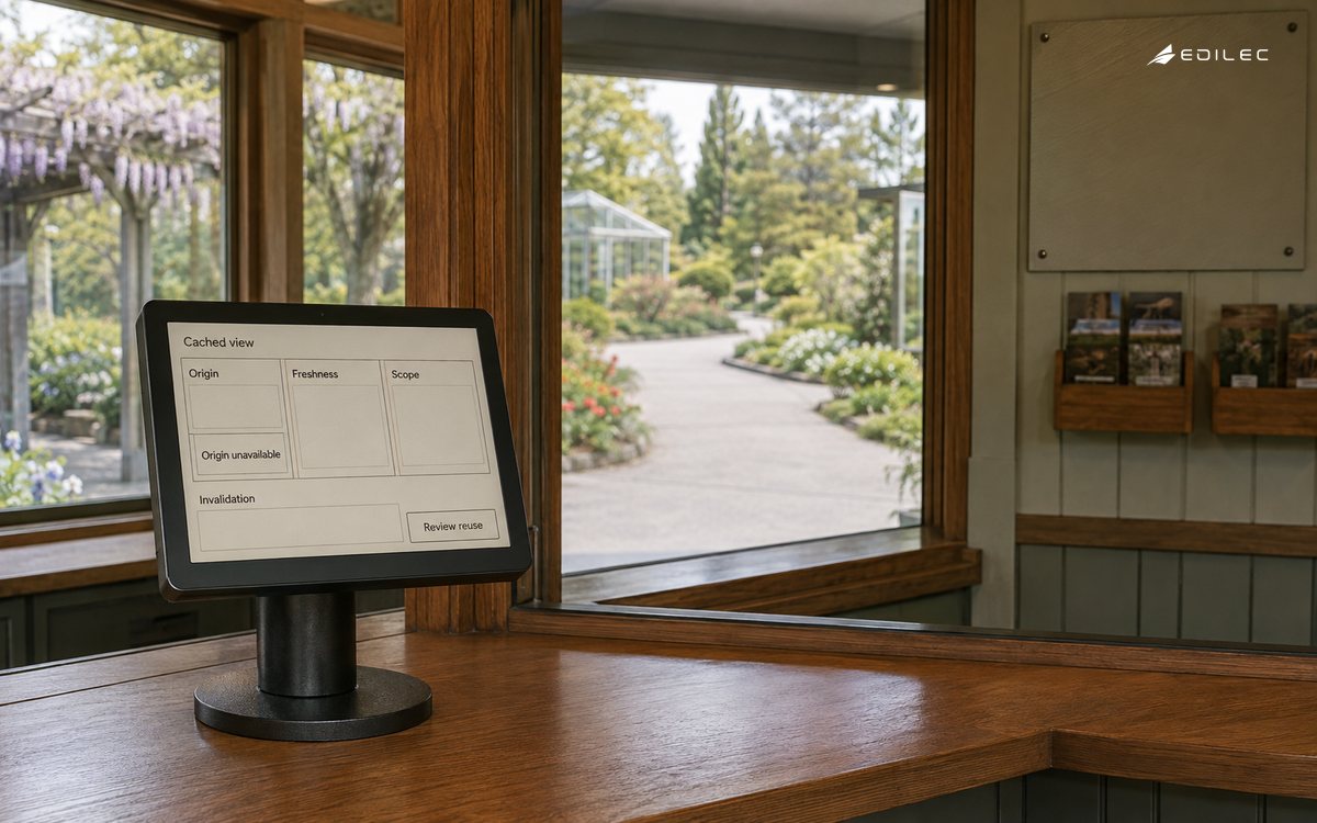 A ticket-booth screen separates cached content, origin status and reuse review.