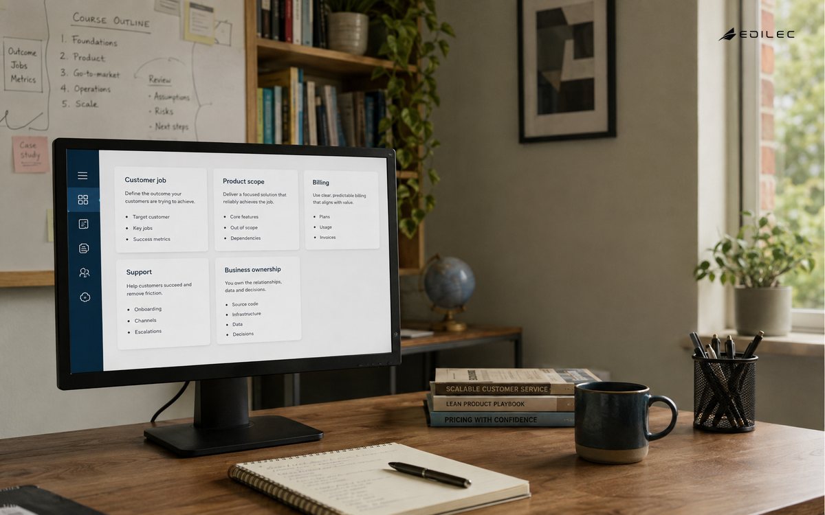 A small-business product review connects scope and support to retained ownership.
