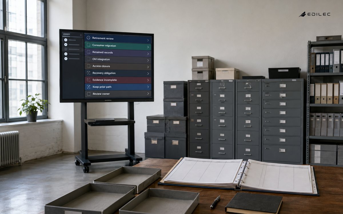 A records transition room keeps the prior path available during retirement evidence review.